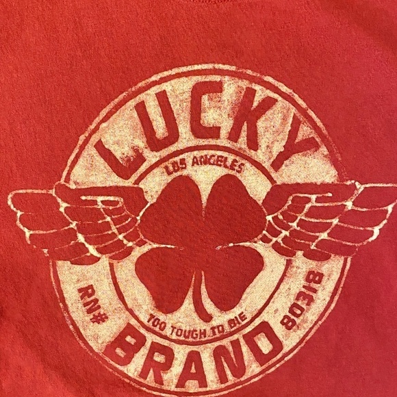 Lucky Brand Small Logo Men’s T Shirt, Shamrock With Wings Graphic, Rust Color - Picture 4 of 6